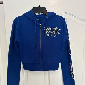 Ed Hardy Women’s Cropped Royal Blue Tiger hoodie size XS